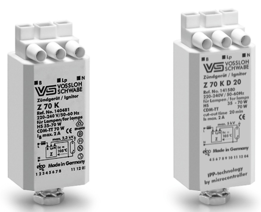 Electronic Superimposed Ignitors for HS Lamps up to 70 W